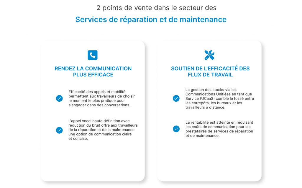 services de réparation et de maintenance