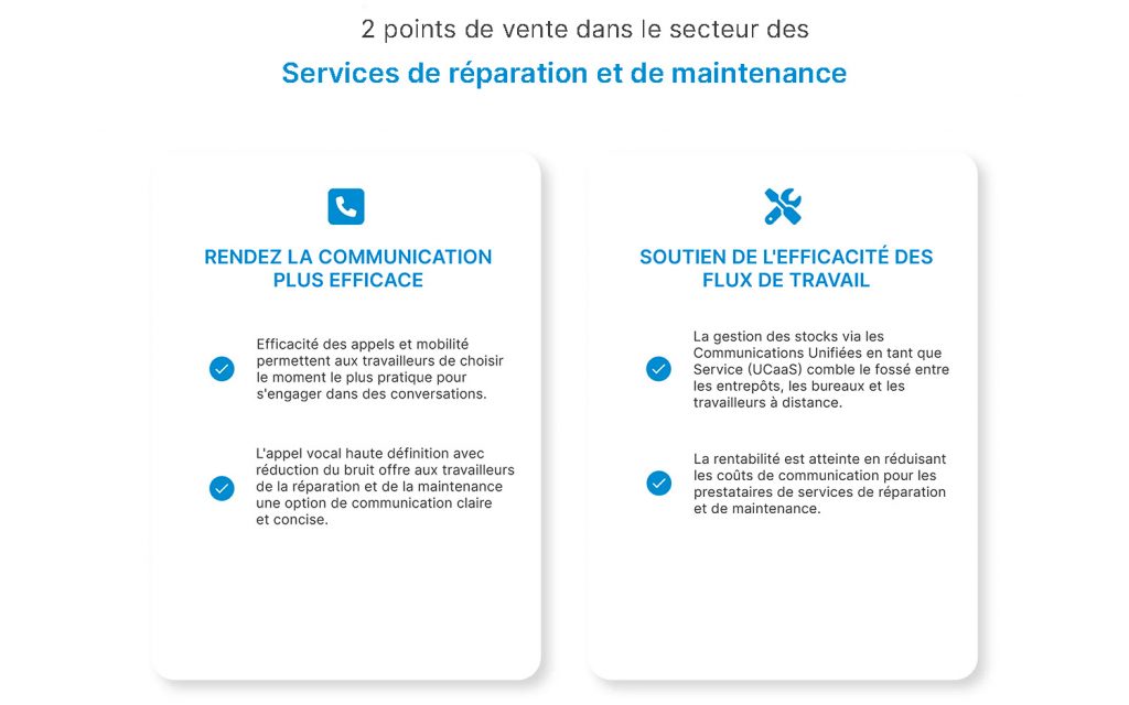 services de réparation et de maintenance